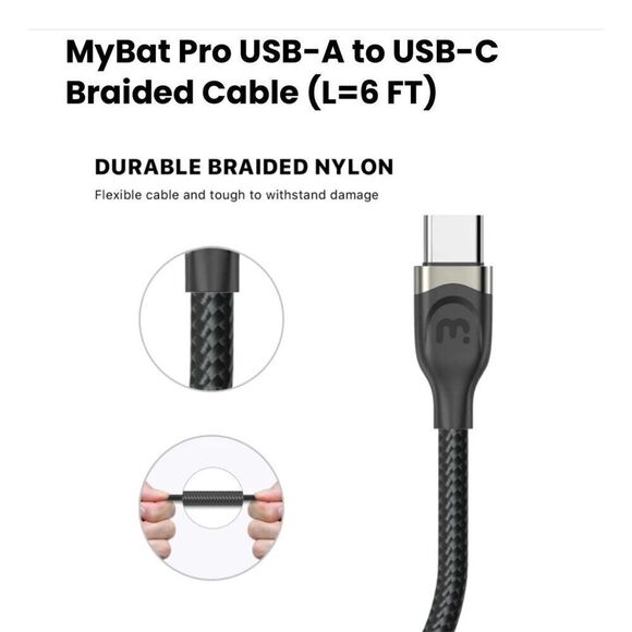 MyBat Pro USB Type-C Data Cable 6 FT - White Charging cable NWT iPhone 16 - Picture 4 of 5